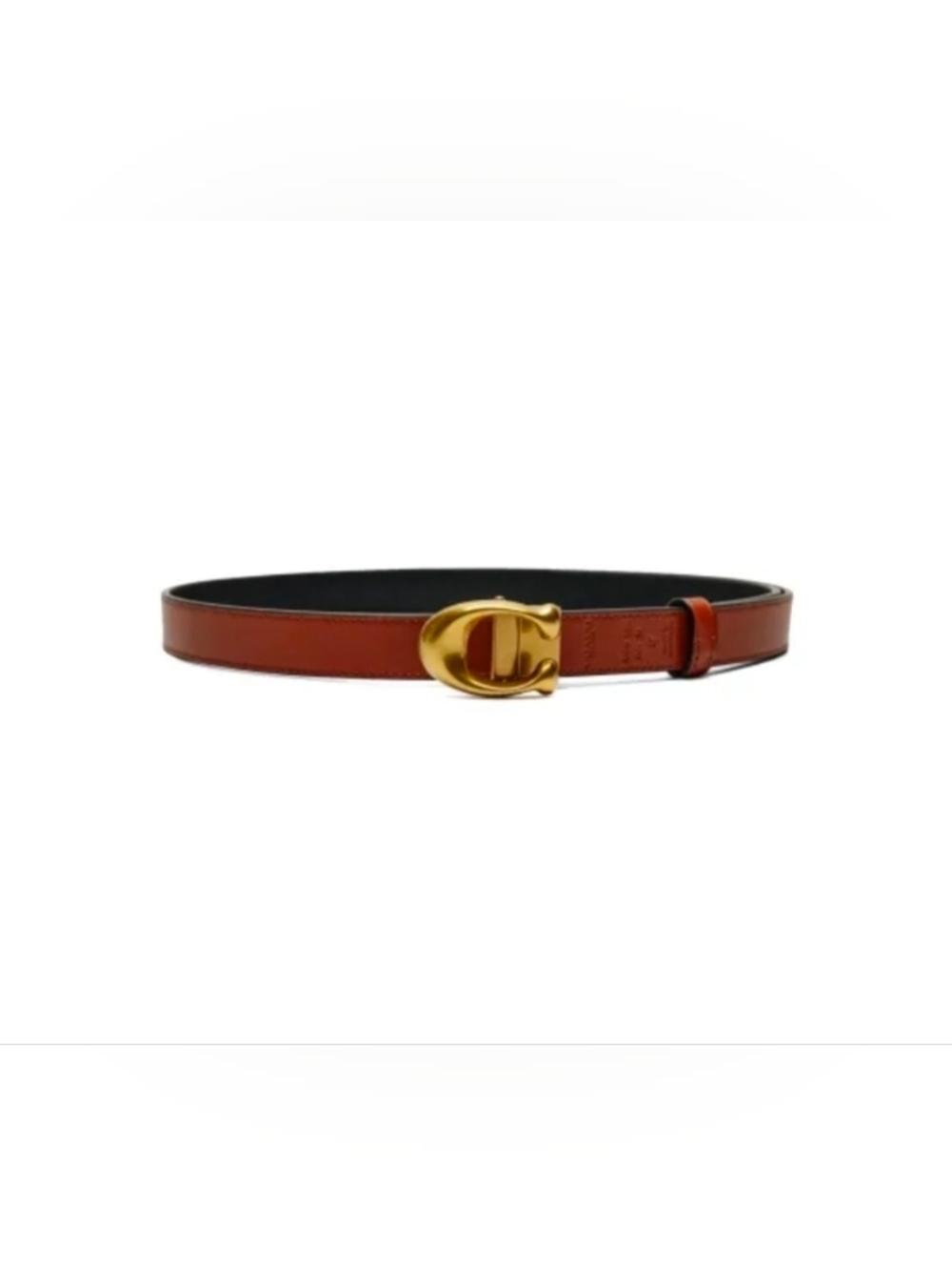 Coach Black and Red Leather Belt with Gold 'C' Buckle - Picture 8 of 16